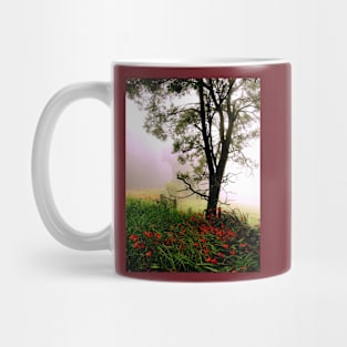 Foggy Roadside Red Mug